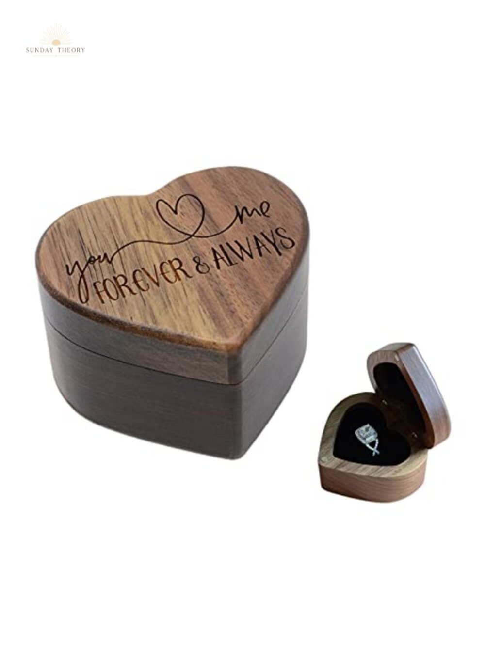 Walnut Wood Engagement Ring Box Proposal Keepsake Jewelry Box Magnetic